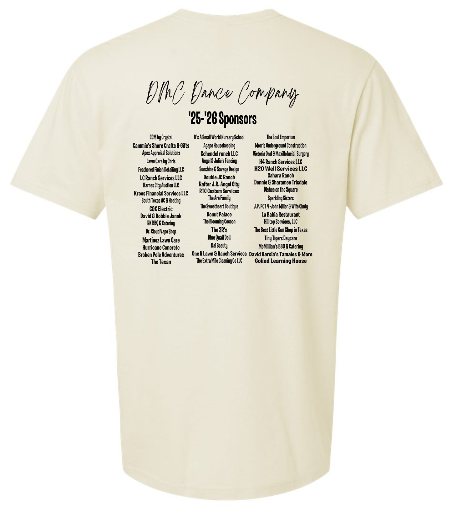 DMC Dance Company '25-'26 Sponsors T-Shirt