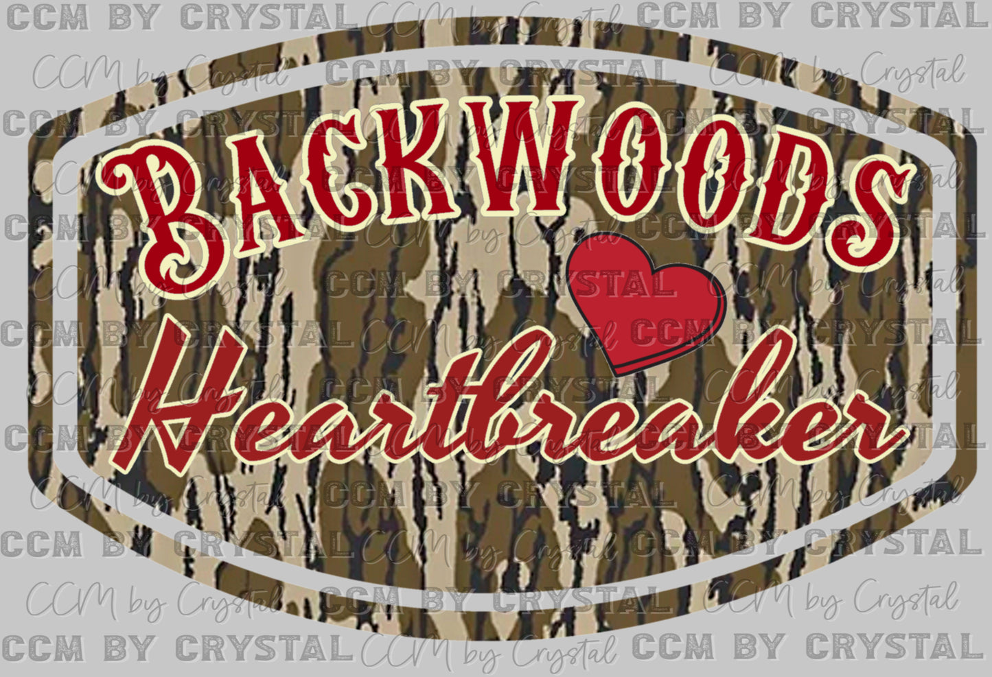 Camo Backwoods Heartbreaker Red Camo Ready to Press Transfer DTF Transfer Sublimation Transfer