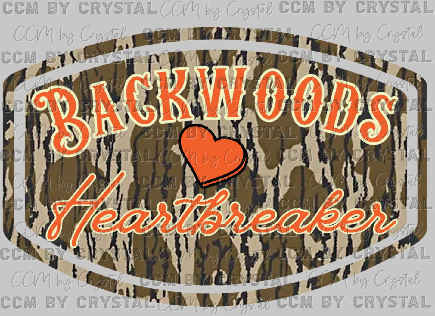 Camo Backwoods Heartbreaker Orange Ready to Press Transfer DTF Transfer Sublimation Transfer