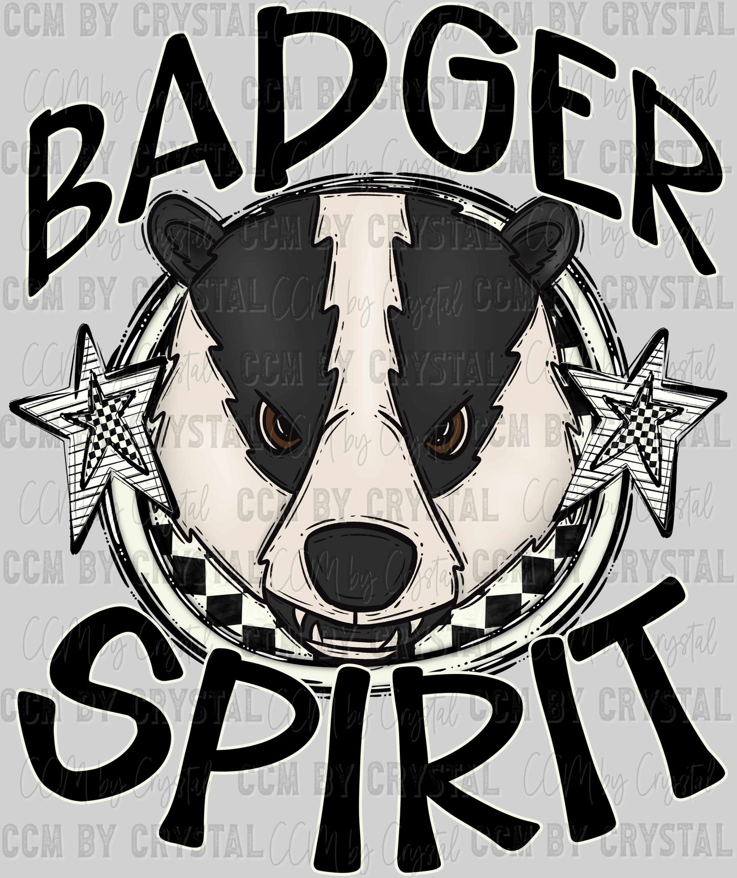 Badger Spirit Stars Checkered Ready to Press Transfer DTF Transfer Sublimation Transfer