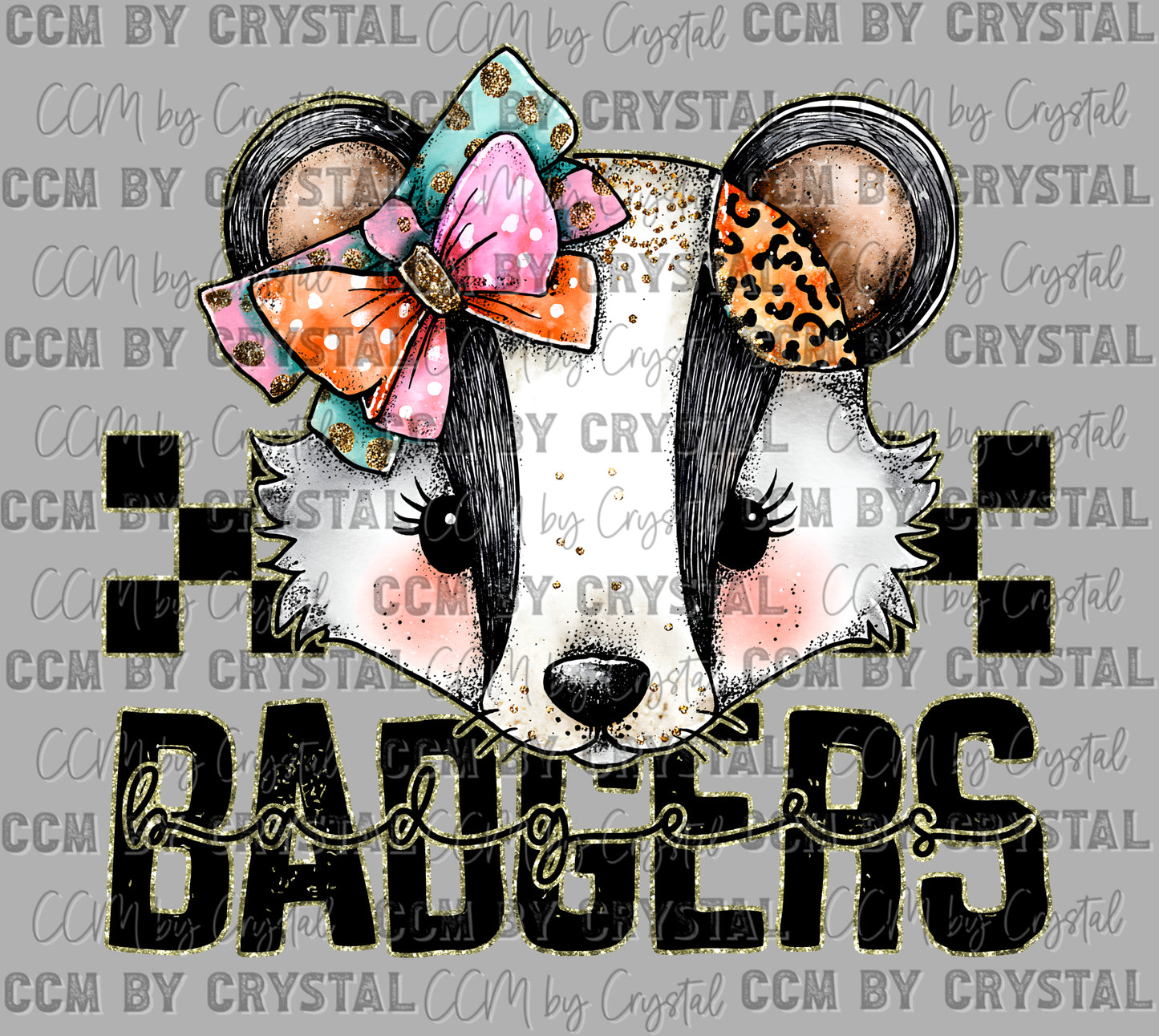 Badgers Cartoon Mascot Ready to Press Transfer DTF Transfer Sublimation Transfer