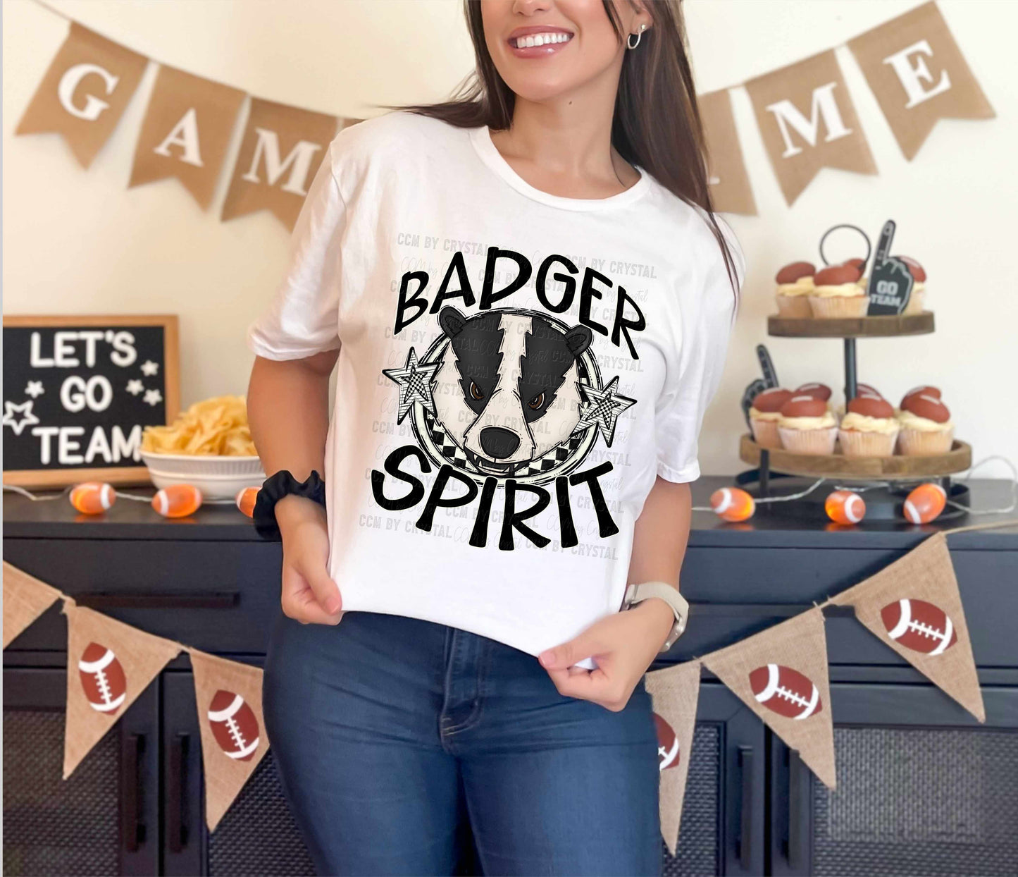 Badger Spirit Stars Checkered Ready to Press Transfer DTF Transfer Sublimation Transfer