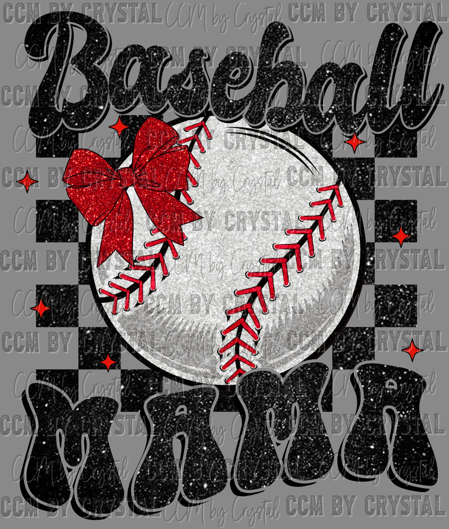 Baseball Mama Faux Glitter Ready to Press Transfer DTF Transfer Sublimation Transfer