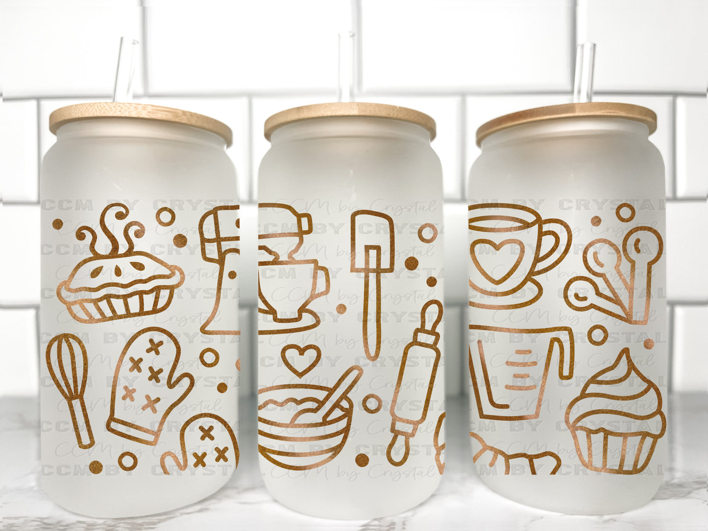 Baking Brown UV Transfer 16oz Libby Glass Can Wrap Ready to Apply