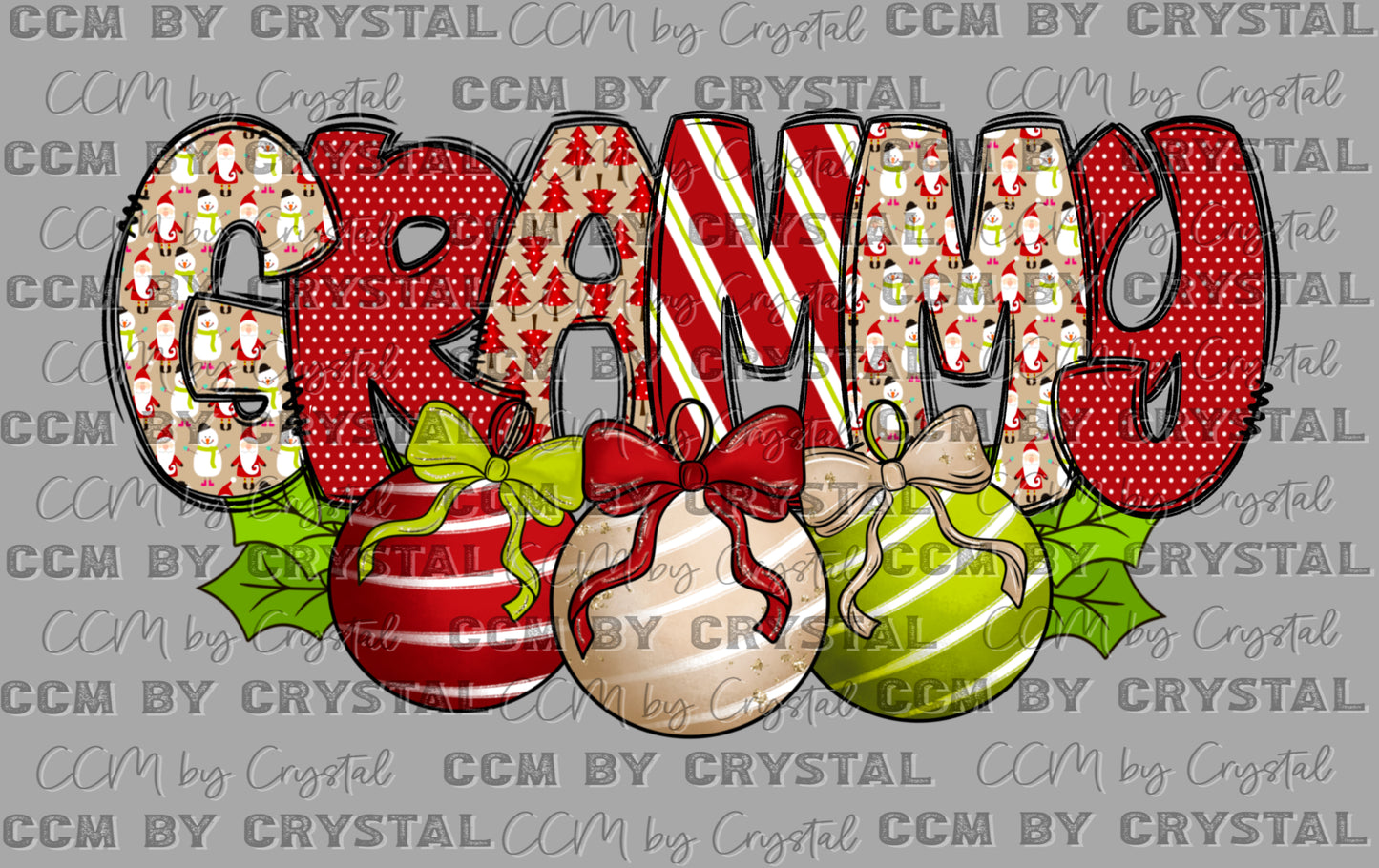 Christmas Ornaments Grammy Ready to Press Transfer DTF Transfer Sublimation Transfer