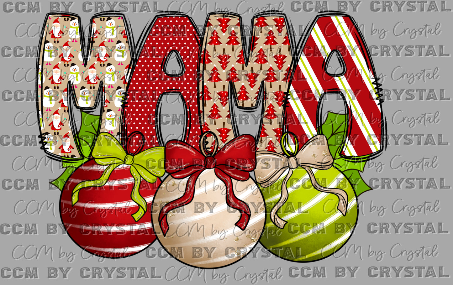 Christmas Ornaments Mama Ready to Press Transfer DTF Transfer Sublimation Transfer