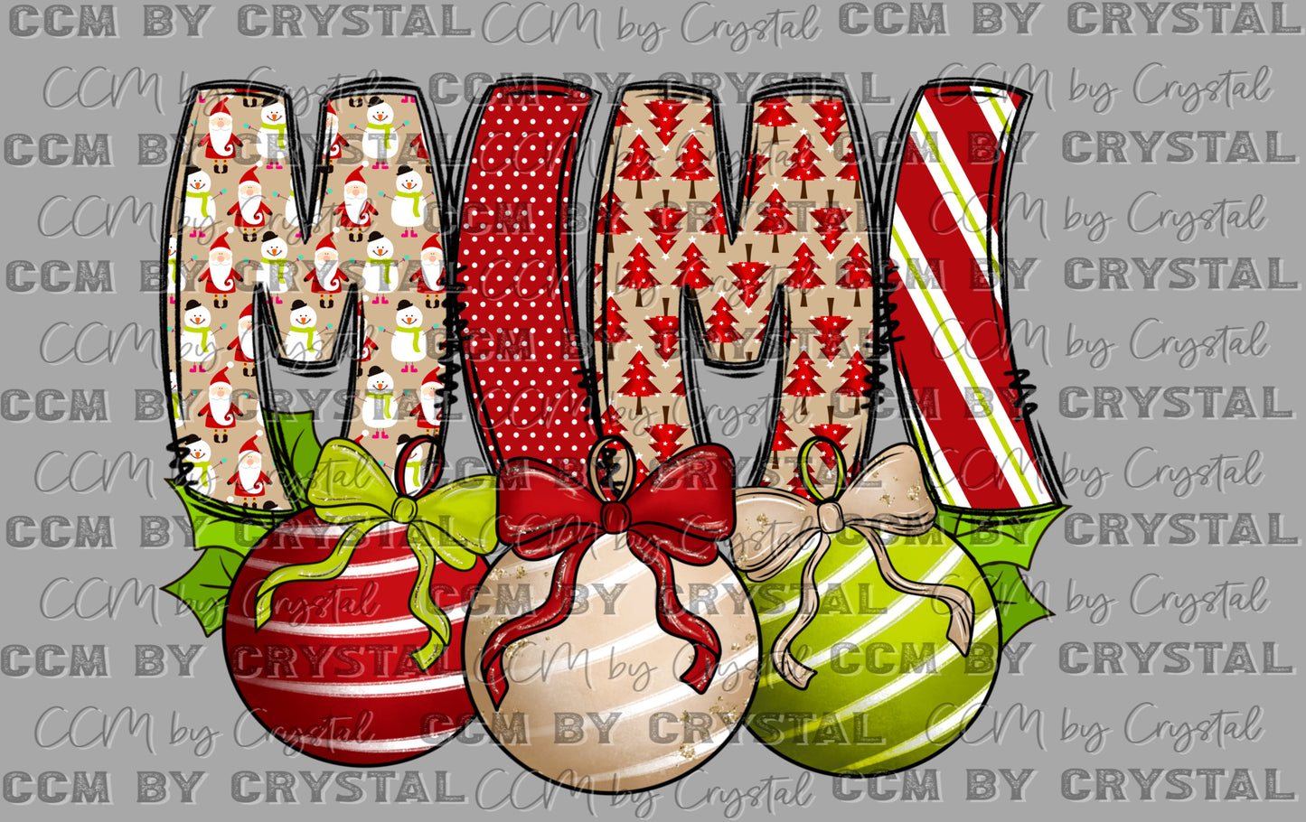 Christmas Ornaments Mimi Ready to Press Transfer DTF Transfer Sublimation Transfer