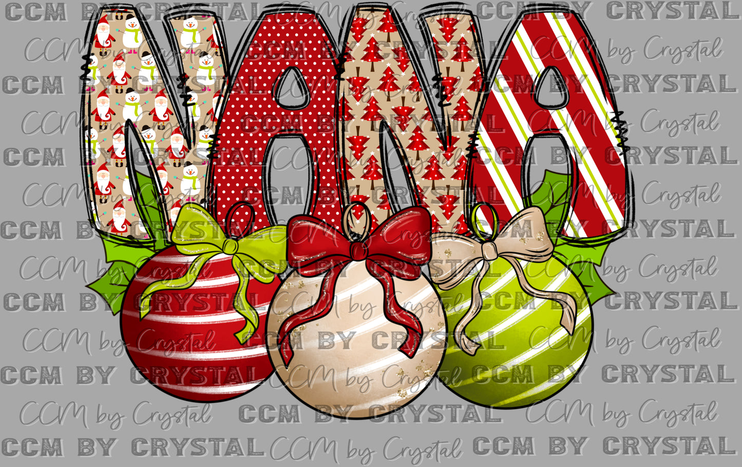 Christmas Ornaments Nana Ready to Press Transfer DTF Transfer Sublimation Transfer