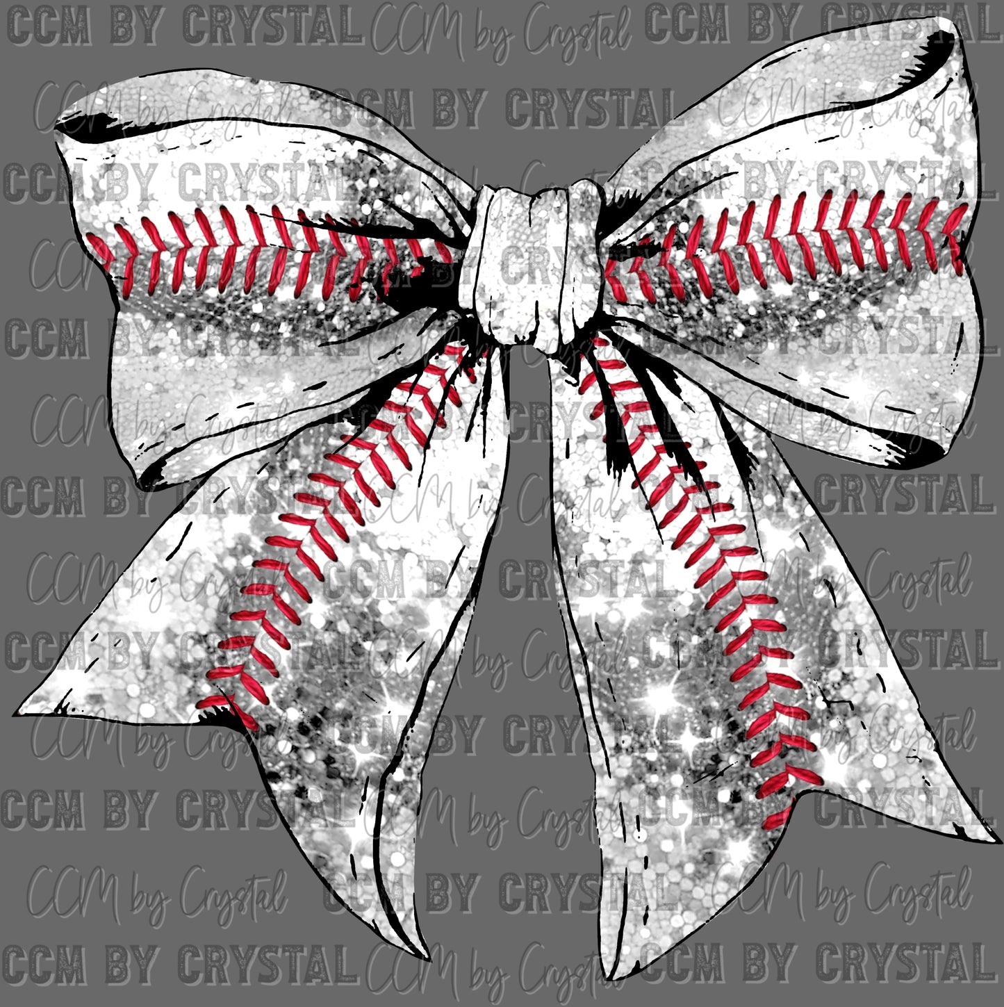 Baseball Bow Faux Sequins Ready to Press Transfer DTF Transfer Sublimation Transfer