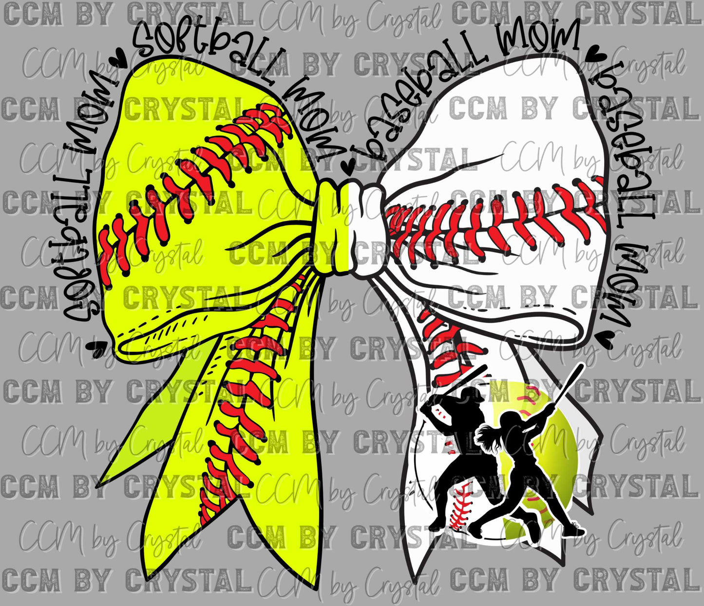 Baseball and Softball Mom Bow Ready to Press Transfer DTF Transfer Sublimation Transfer