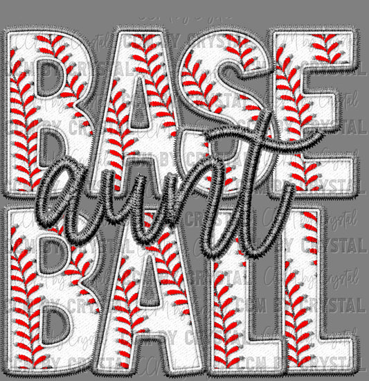 Baseball Aunt Faux Embroidery Ready to Press Transfer DTF Transfer Sublimation Transfer
