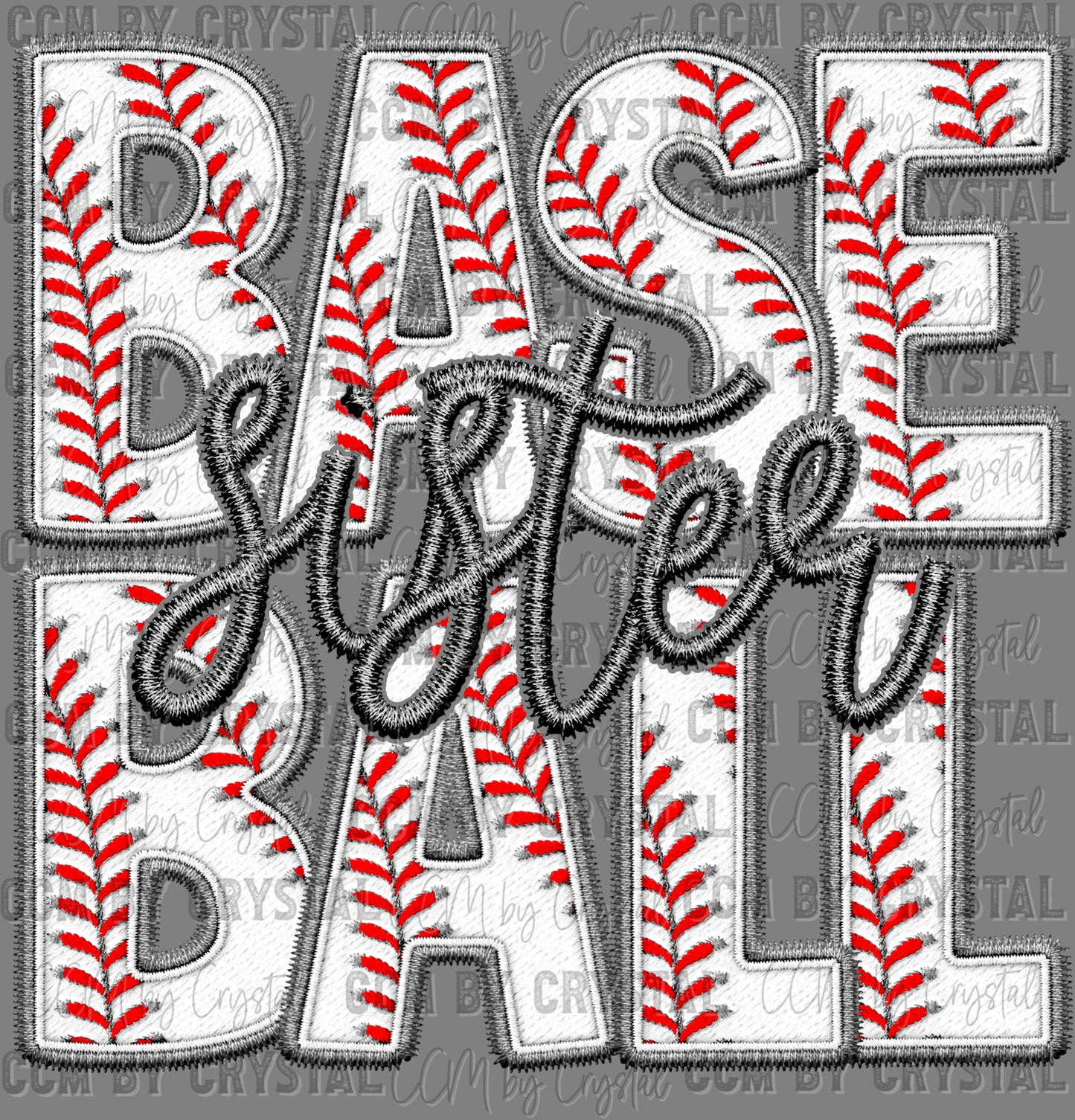 Baseball Sister Faux Embroidery Ready to Press Transfer DTF Transfer Sublimation Transfer