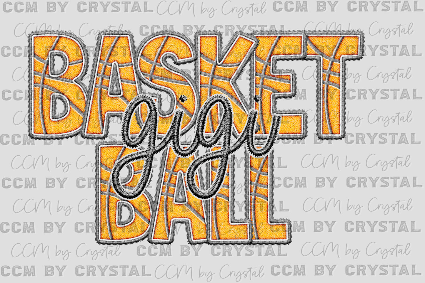 Basketball Gigi Faux Embroidery Ready to Press Transfer DTF Transfer Sublimation Transfer