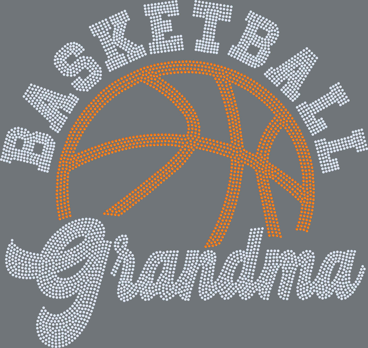 Basketball Grandma 11" Wide 2- Color Spangle Ready to Press Spangle Transfer Sparkle Bling
