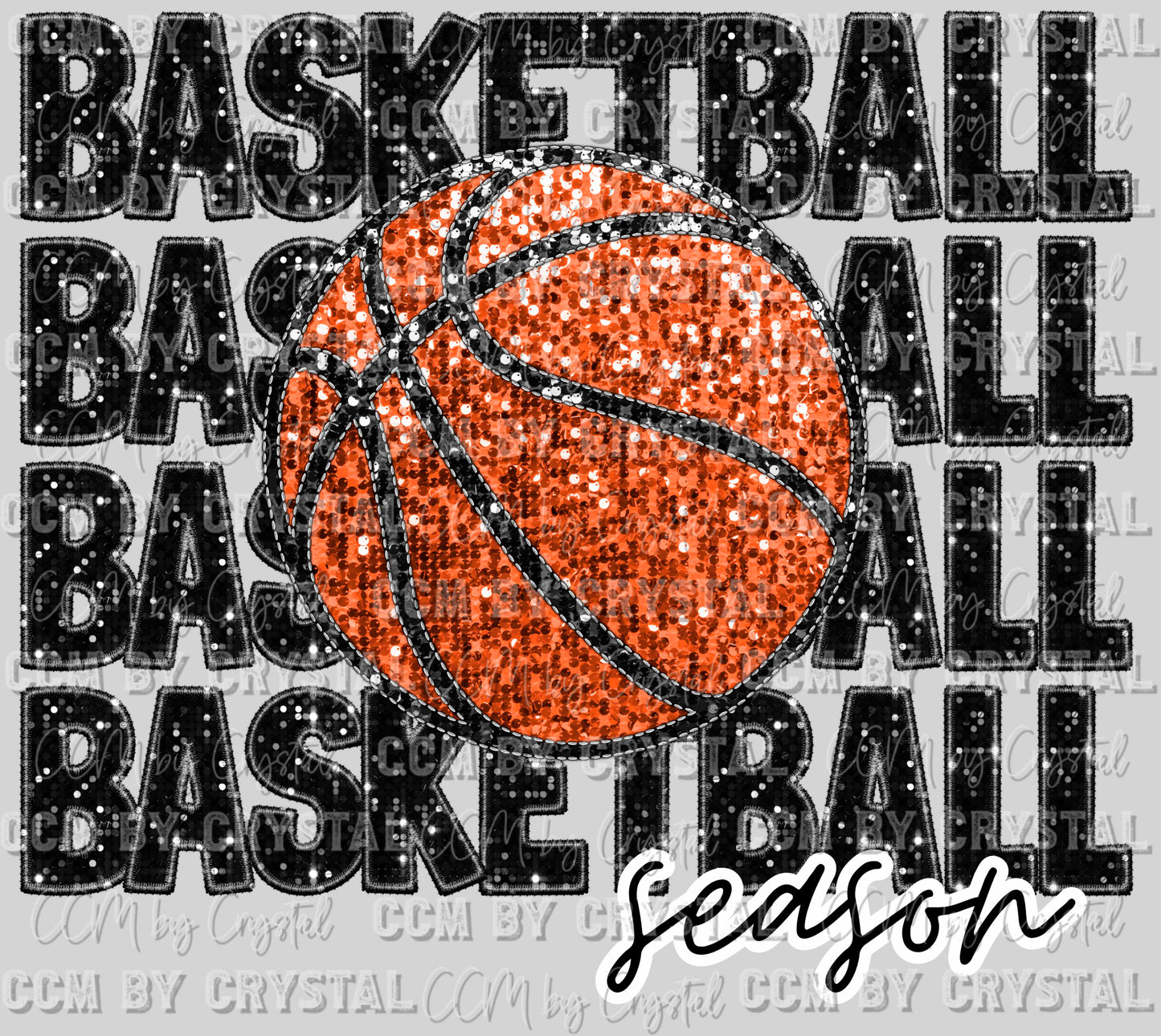 Basketball Season Faux Sequins Faux Embroidery Ready To Press Transfer