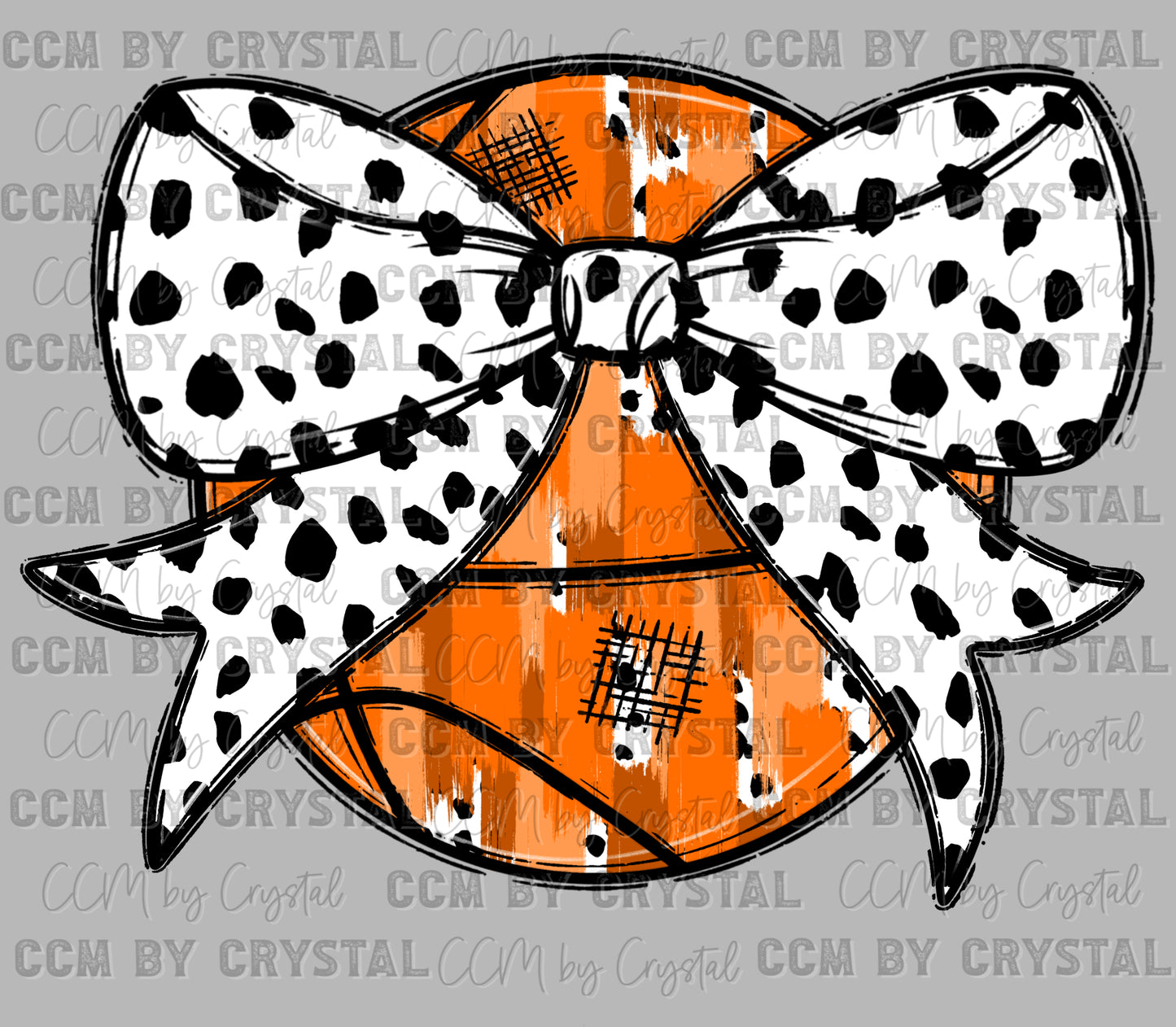 Basketball with Bow Ready to Press Transfer Instant Peel DTF Transfer Sublimation Transfer