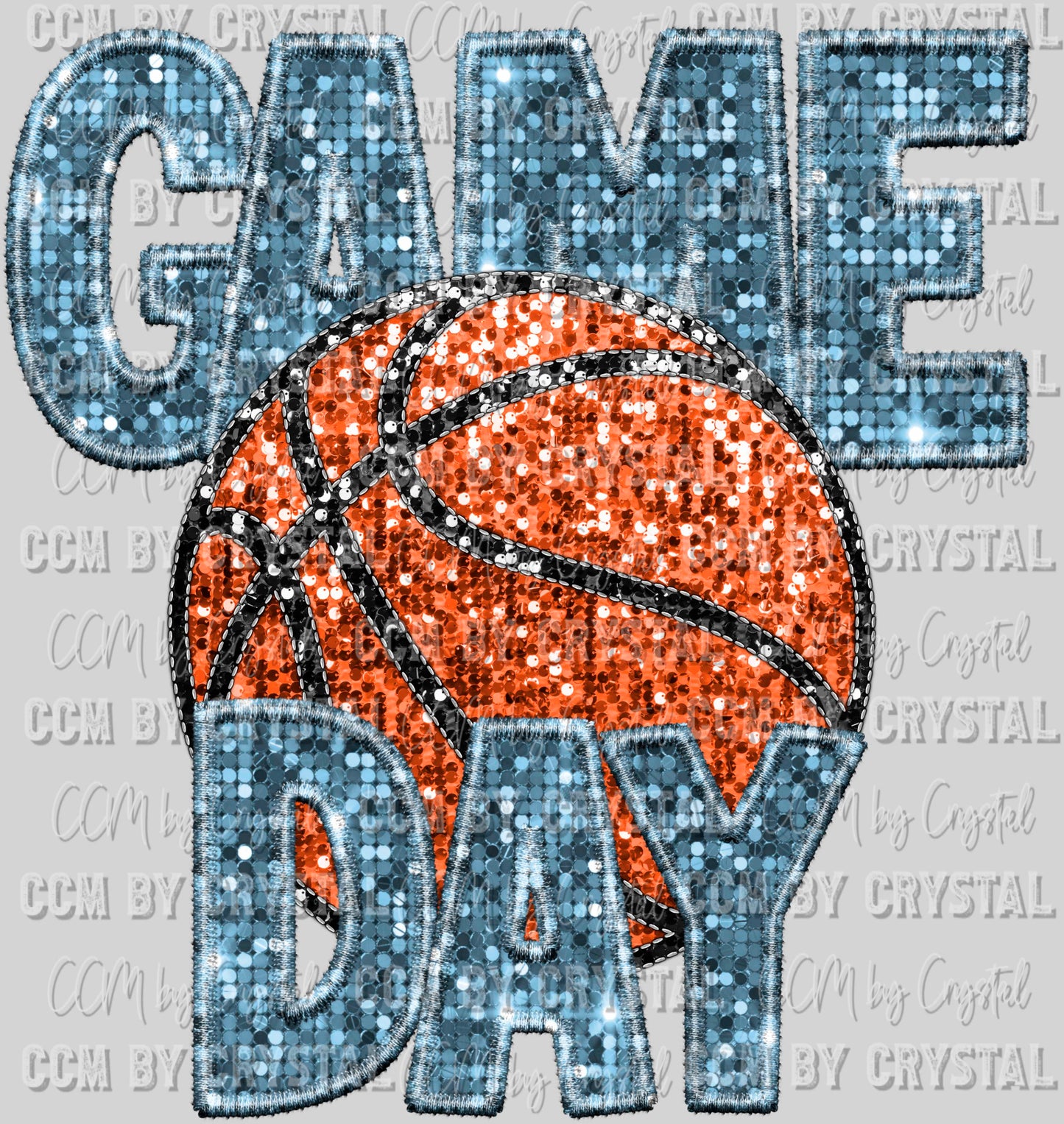 Game Day Basketball Faux Sequins Faux Embroidery Ready To Press Transfer