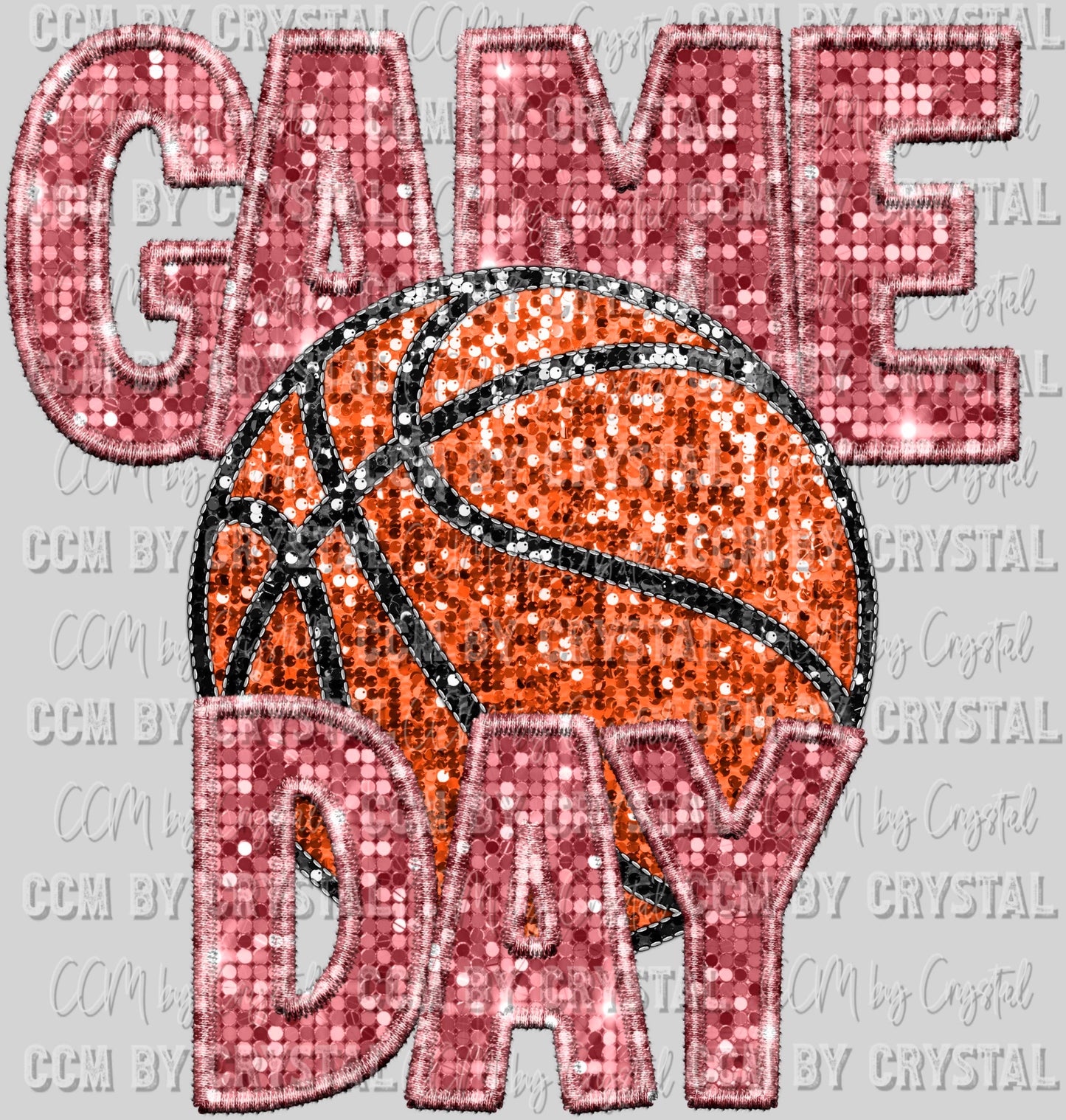 Game Day Basketball Faux Sequins Faux Embroidery Ready To Press Transfer