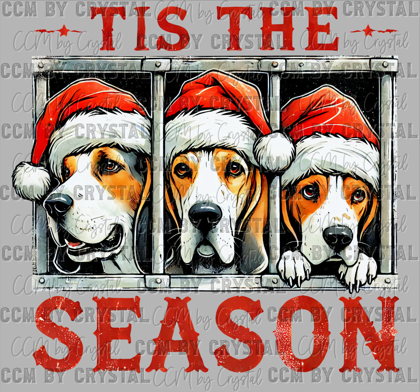Christmas Tis The Season Basset Hound Ready to Press Transfer DTF Transfer
