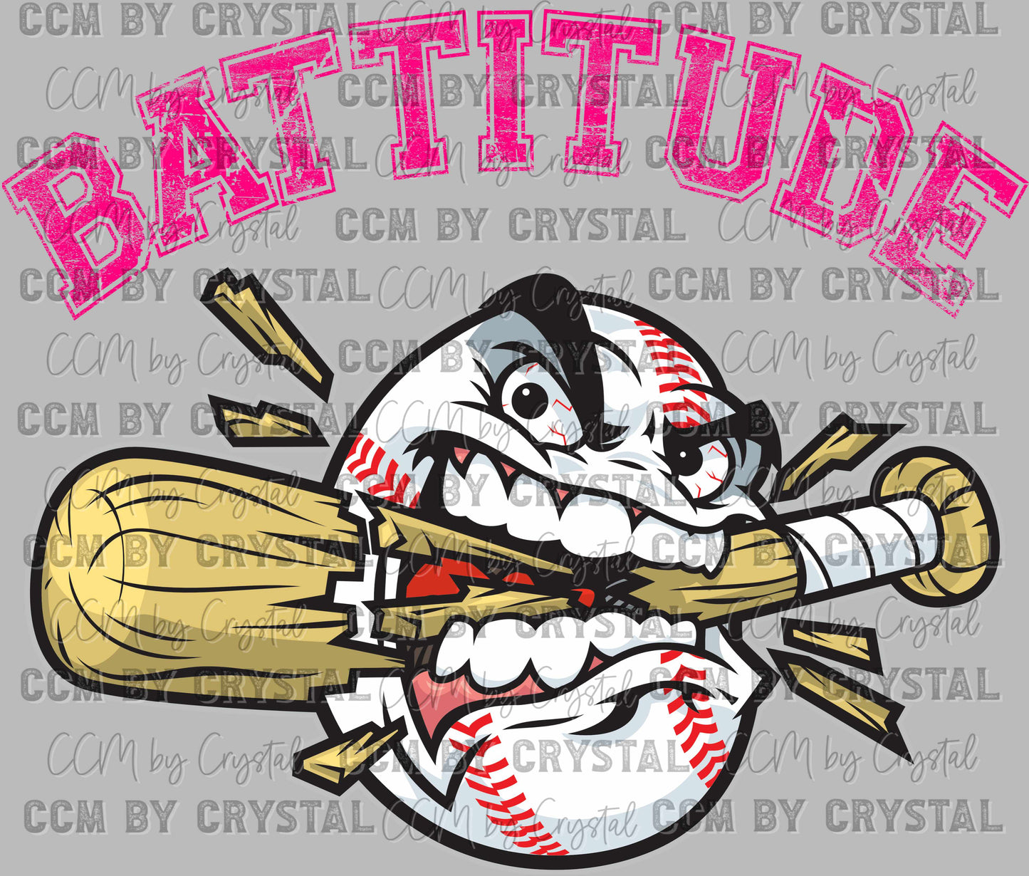 Pink Battitude Baseball Ready to Press Transfer DTF Transfer Sublimation Transfer