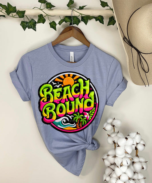 Beach Bound Faux Embroidery Ready to Press Transfer