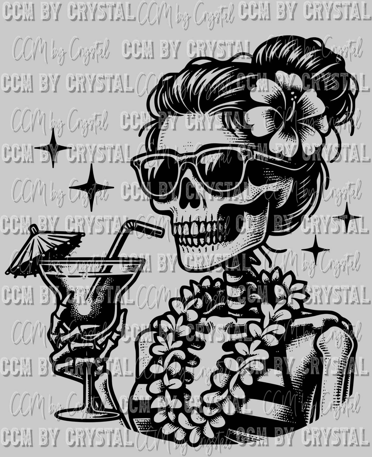 Living Life on the Beach Lake Pocket Skellie Skeleton Ready to Press DTF Sublimation Transfer