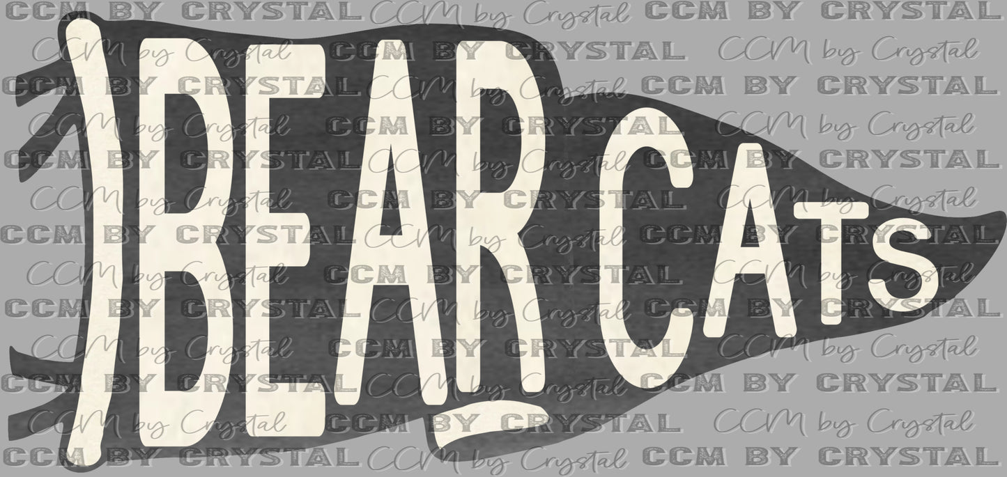 Bearcats Pennant Mascot Ready to Press Transfer DTF Transfer Sublimation Transfer