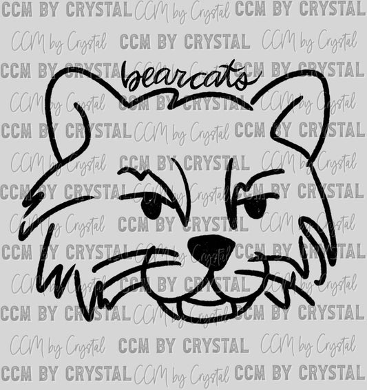 Bearcats Mascot Doodle Ready to Press Transfer DTF Transfer Sublimation Transfer
