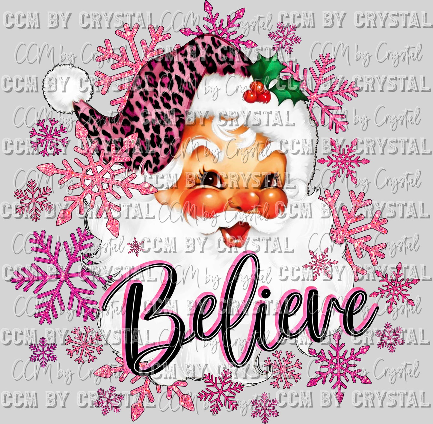Believe Santa Pink Christmas Ready to Press Transfer