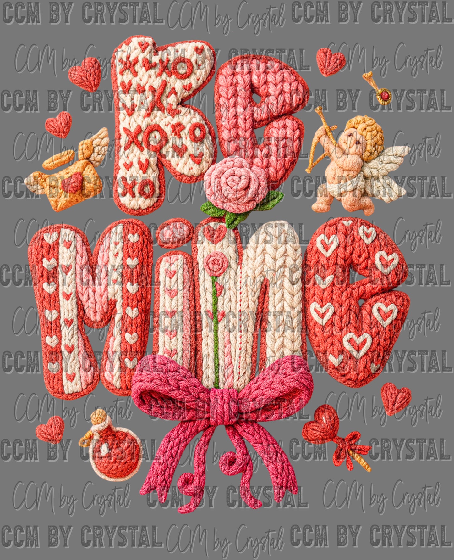 Be Mine Faux Yarn Valentines Day Ready to Press Instant Peel DTF Transfers Sublimation Transfers