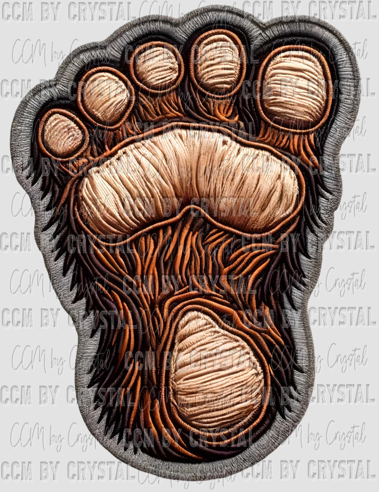 Sasquatch Foot Faux Embroidery Ready to Press Transfer DTF Transfer Sublimation Transfer