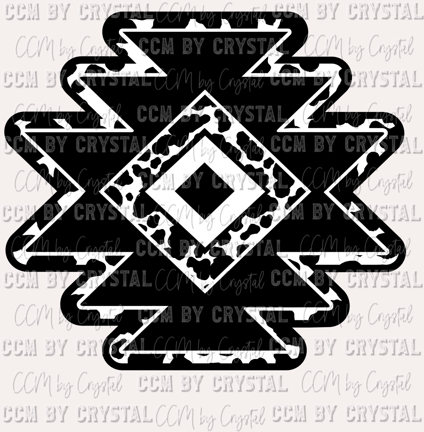 Black and White Cow Aztec Ready to Press Transfer