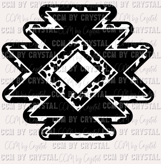Black and White Cow Aztec Ready to Press Transfer