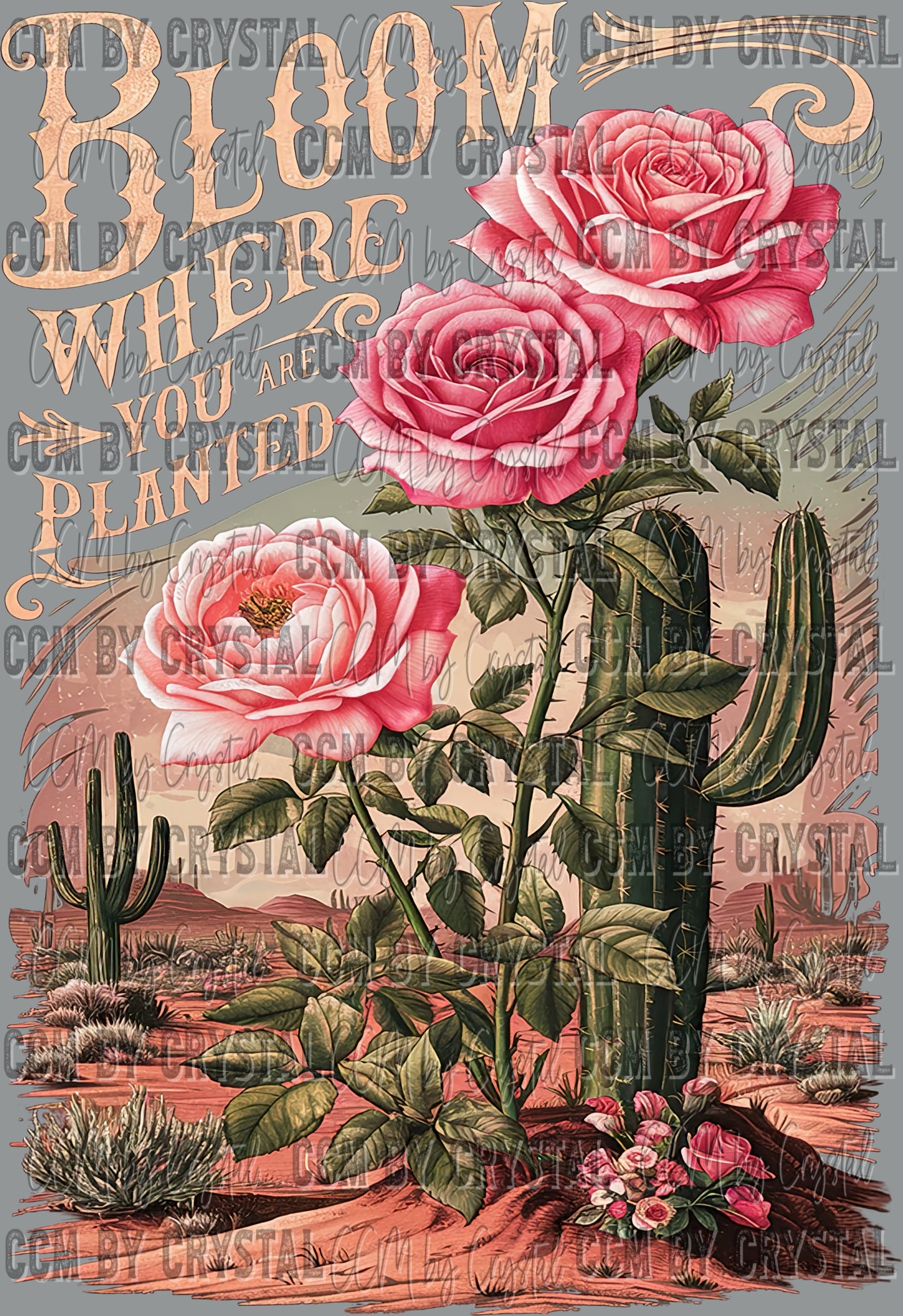 Bloom Where You Are Planted Pink Clean Ready to Press Transfer DTF Transfer Sublimation Transfer
