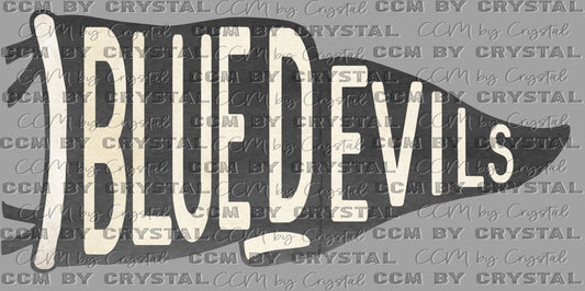 Blue Devils Pennant Mascot Ready to Press Transfer DTF Transfer Sublimation Transfer