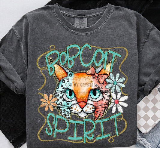 Bobcat Spirit Cartoon Mascot Ready to Press Transfer DTF Transfer Sublimation Transfer