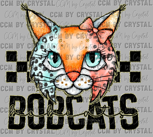 Bobcats Cartoon Mascot Ready to Press Transfer DTF Transfer Sublimation Transfer