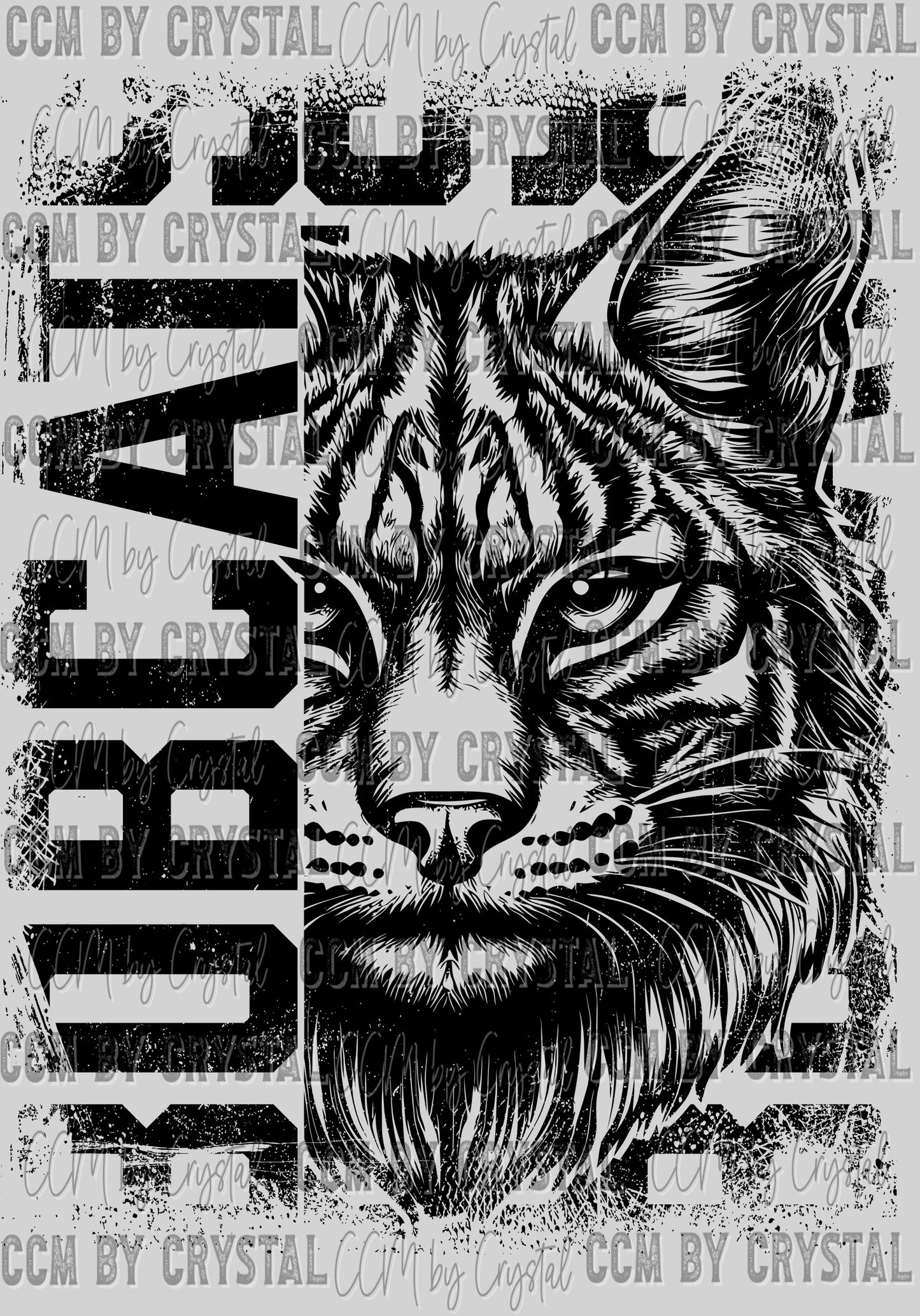 Grunge Bobcats Mascot Ready to Press Transfer DTF Transfer Sublimation Transfer