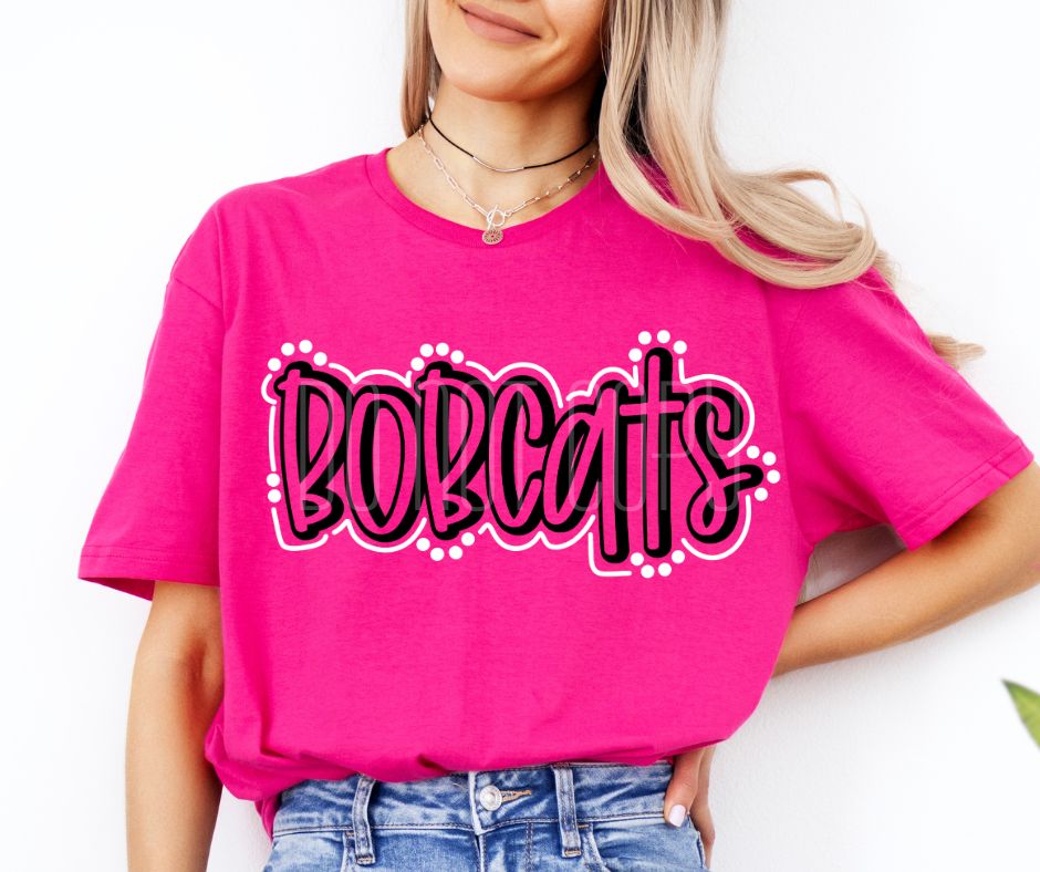 Bobcats Doodle Mascot Ready to Press Transfer DTF Transfer Sublimation Transfer