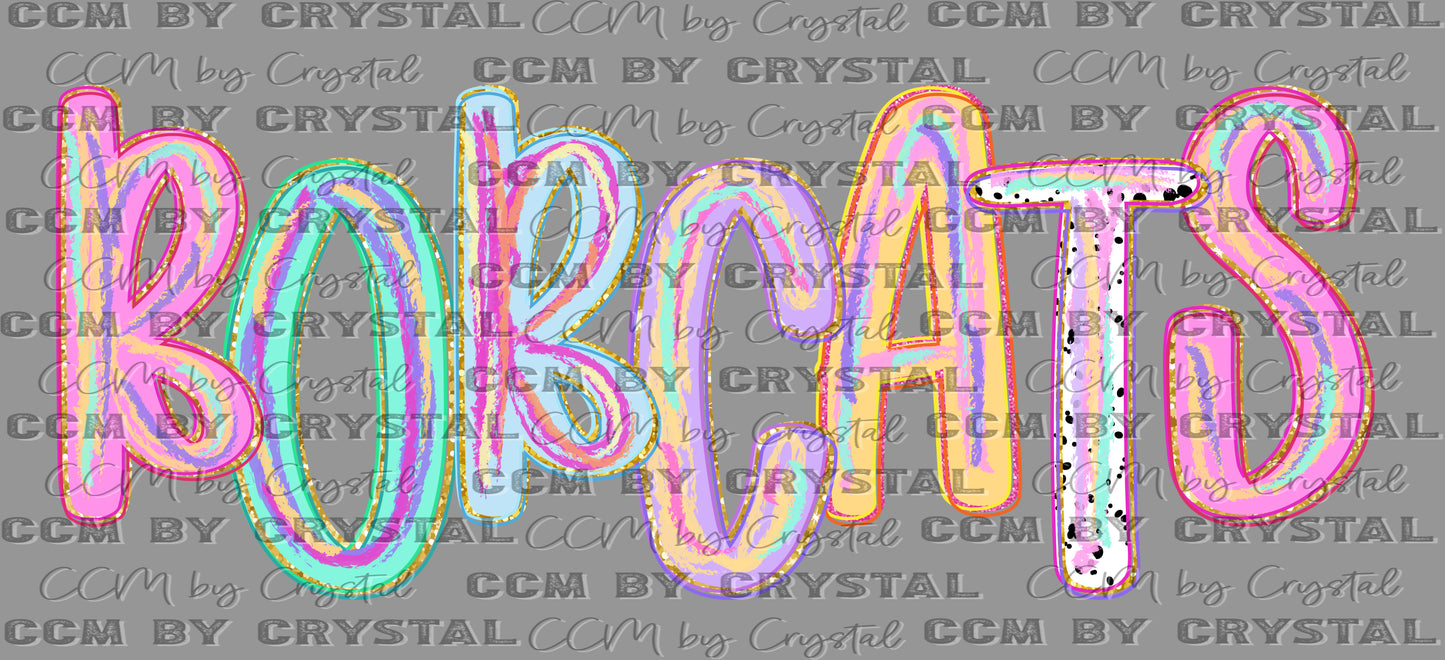 Bobcats Pastel Mascot Ready to Press DTF Transfers Sublimation Transfers