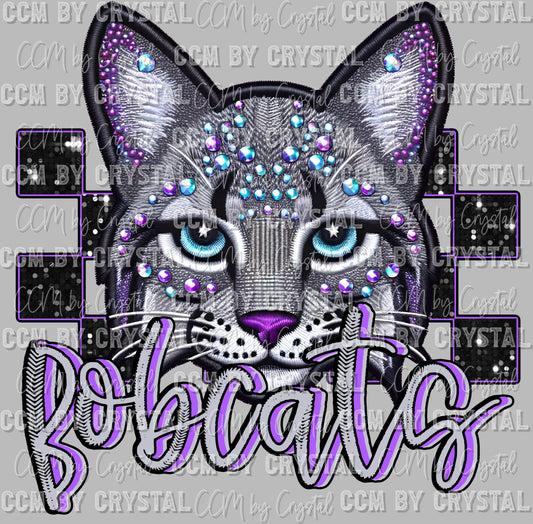 Bobcats Faux Rhinestone Effect Ready to Press Transfer DTF Transfer Sublimation Transfer