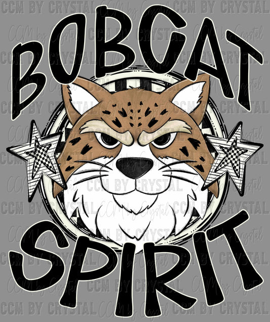 Bobcat Spirit Stars Checkered Mascot Sports Ready to Press Transfer DTF Transfer Sublimation Transfer