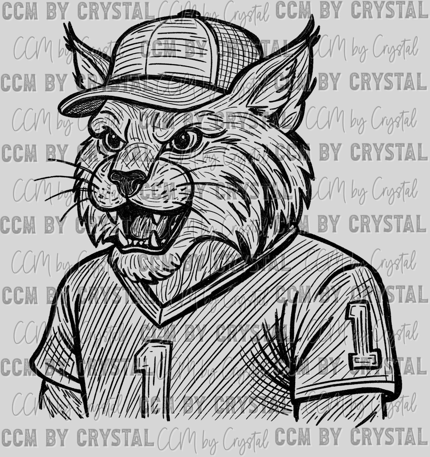 Bobcats Wildcats Mascot Sketch Ready to Press Transfer DTF Transfer Sublimation Transfer