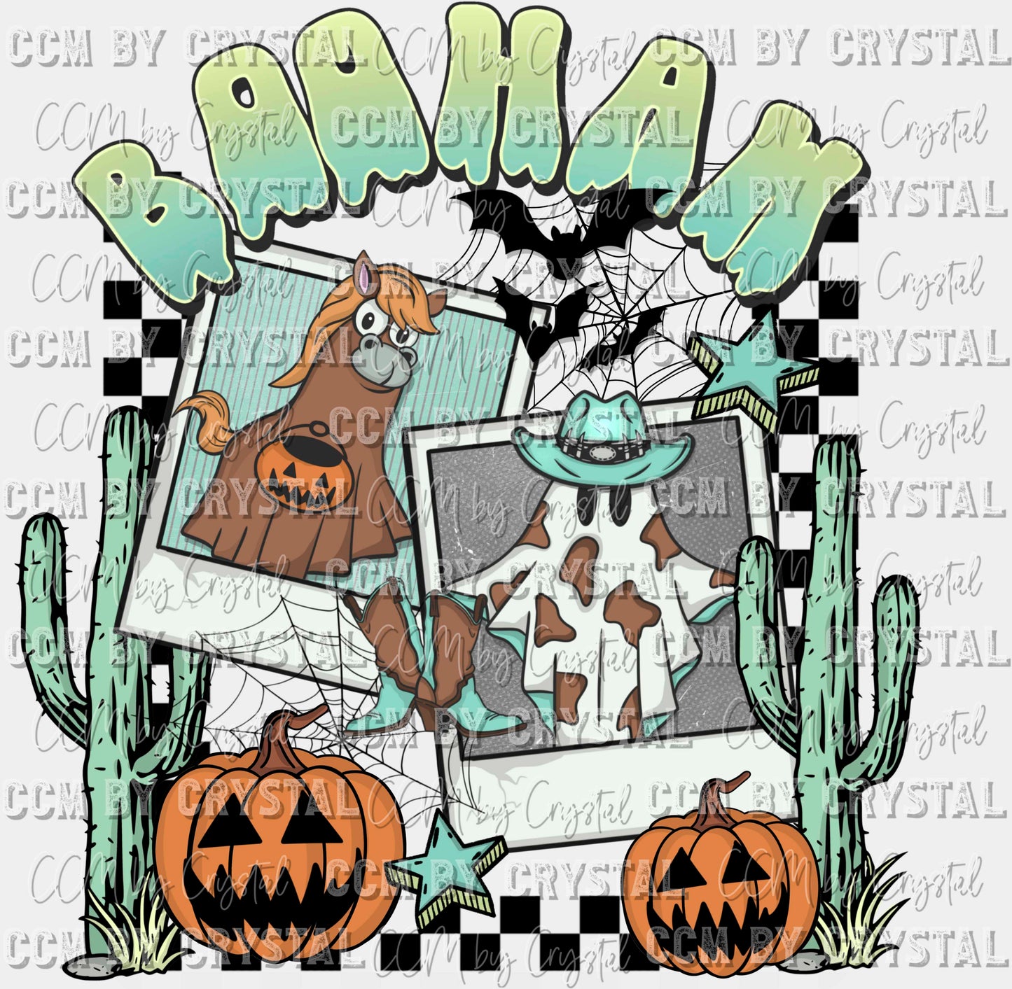 Boo Haw w Pocket & Sleeve 3 transfers Halloween Ready to Press Transfer