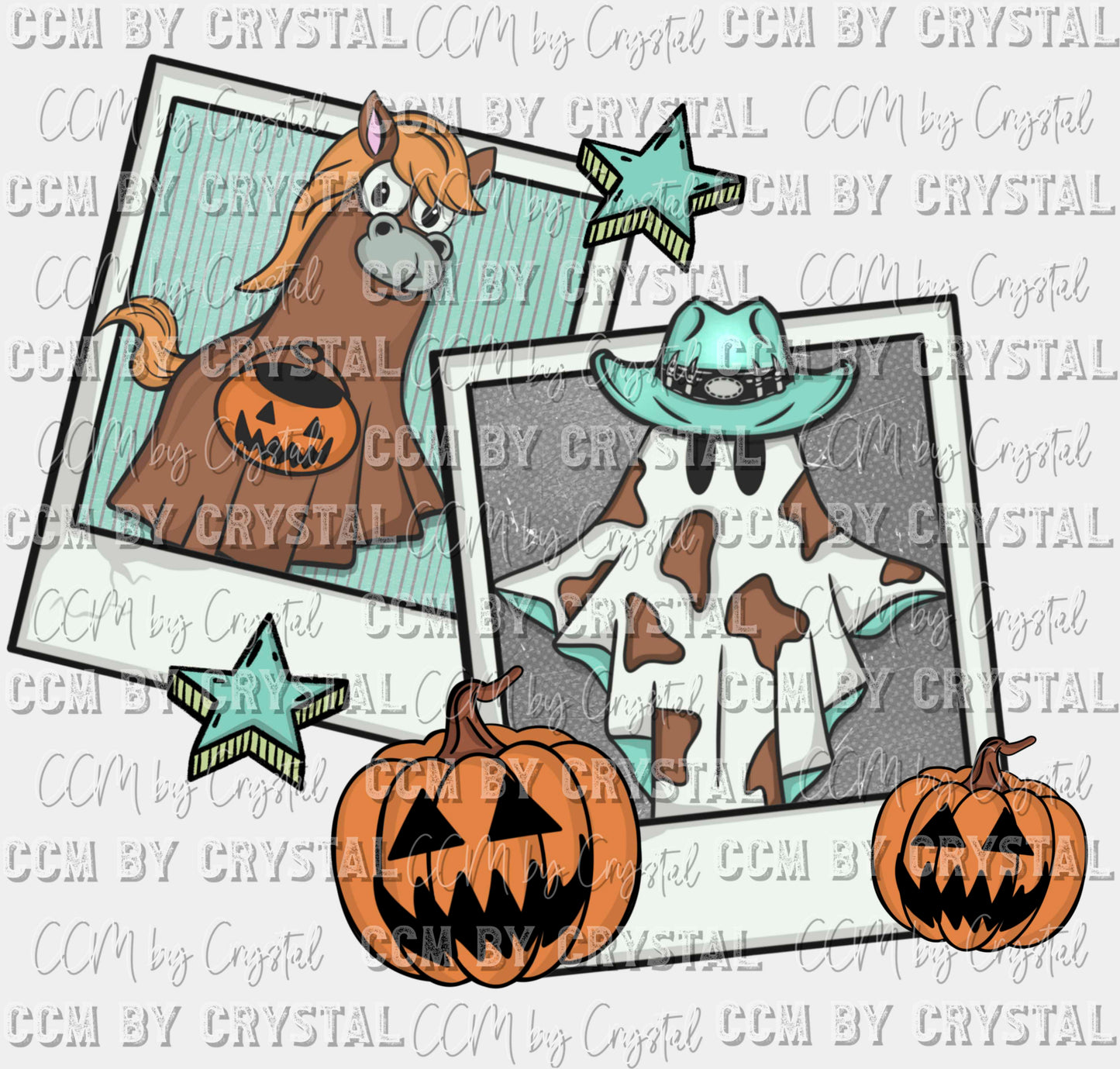 Boo Haw w Pocket & Sleeve 3 transfers Halloween Ready to Press Transfer
