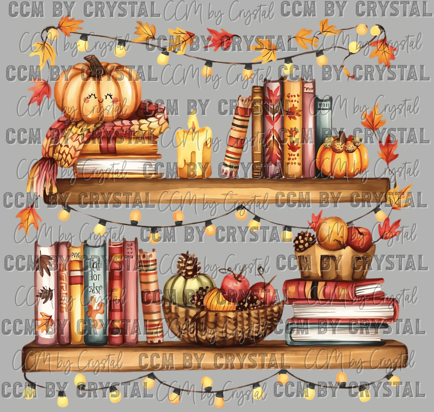 Fall Bookshelf Ready to Press Transfer DTF Transfer Sublimation Transfer