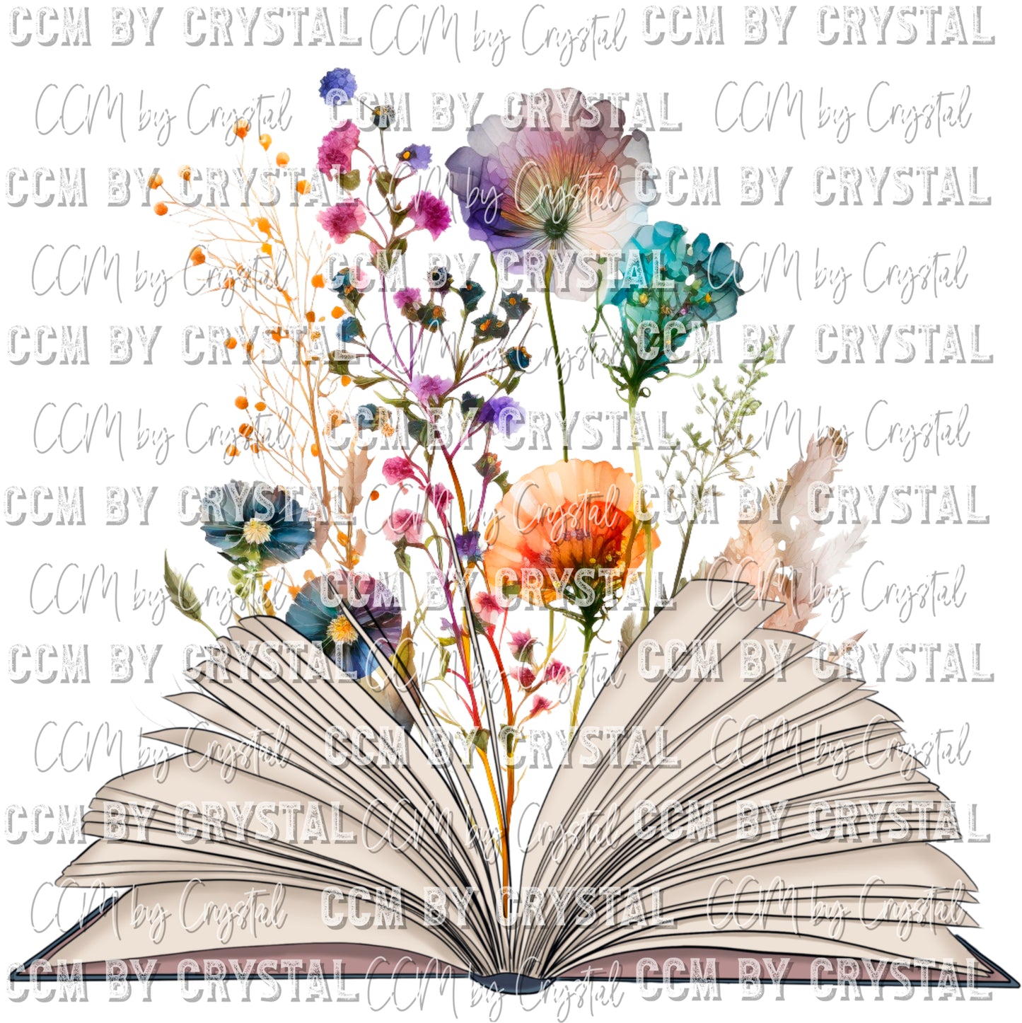 Book with Flowers Books Reading Ready to Press Transfer