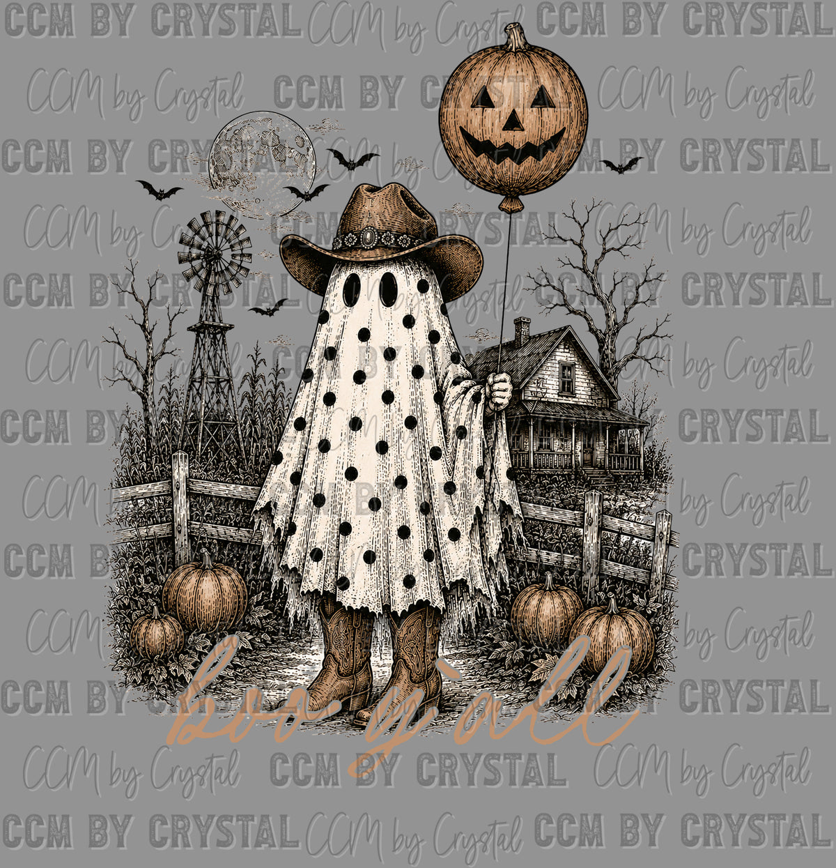 Boo Yall Halloween Ghost Ready to Press DTF Transfers Sublimation Transfers