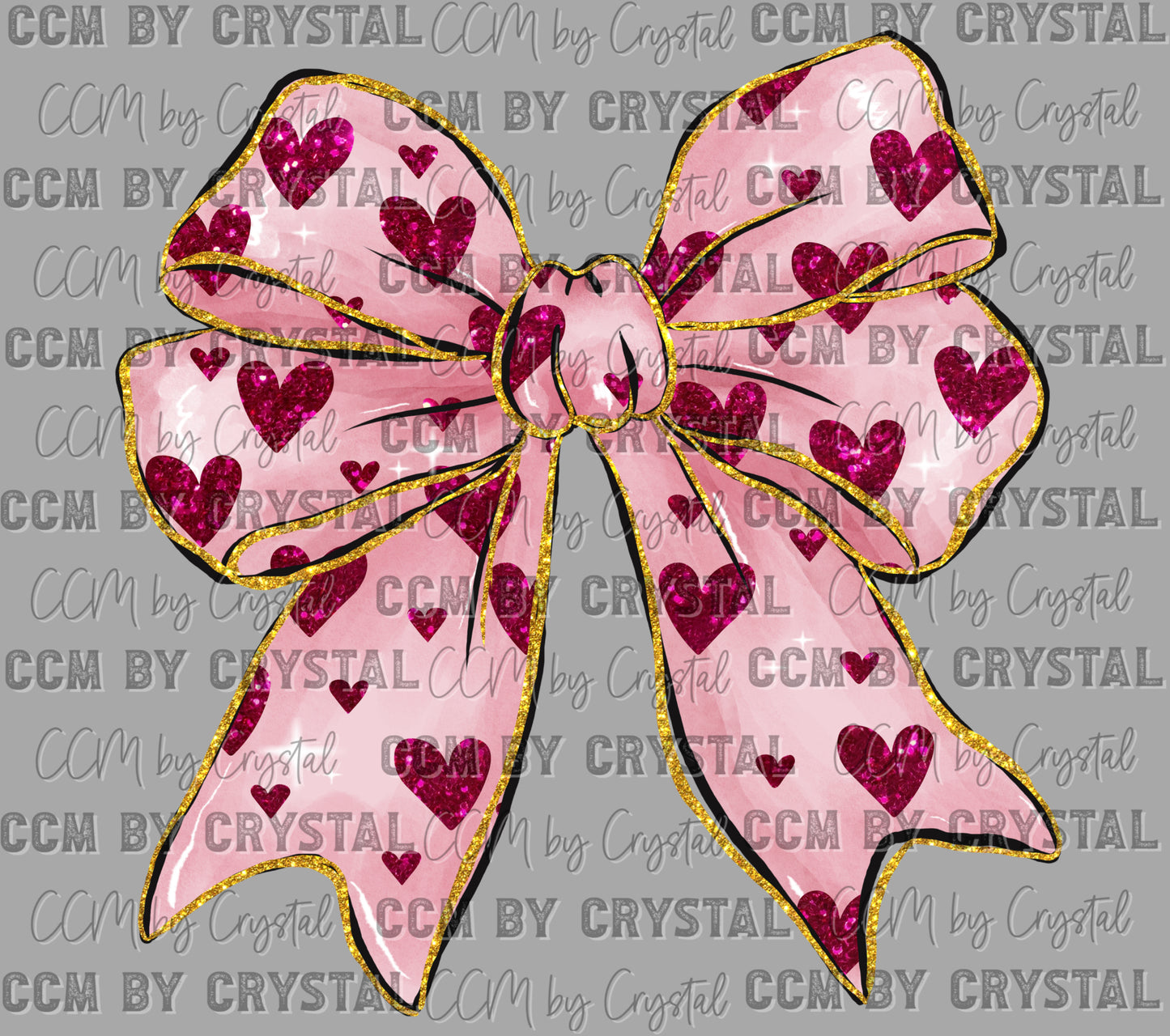 Valentines Day Bow with Hearts Ready to Press Transfer DTF Transfer Sublimation Transfer