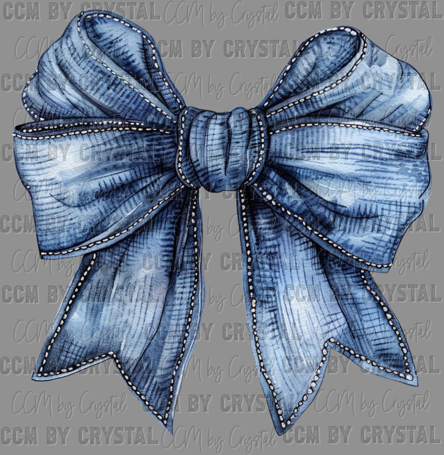 Blue Jean Bow Western Ready to Press Transfer DTF Transfer Sublimation Transfer